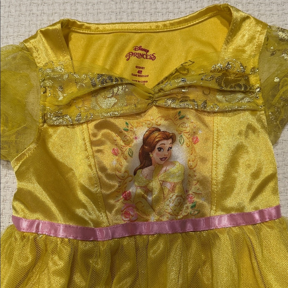 Disney size 4T Yellow Princess Dress with Pink Accents.  Great condition - Picture 2 of 4